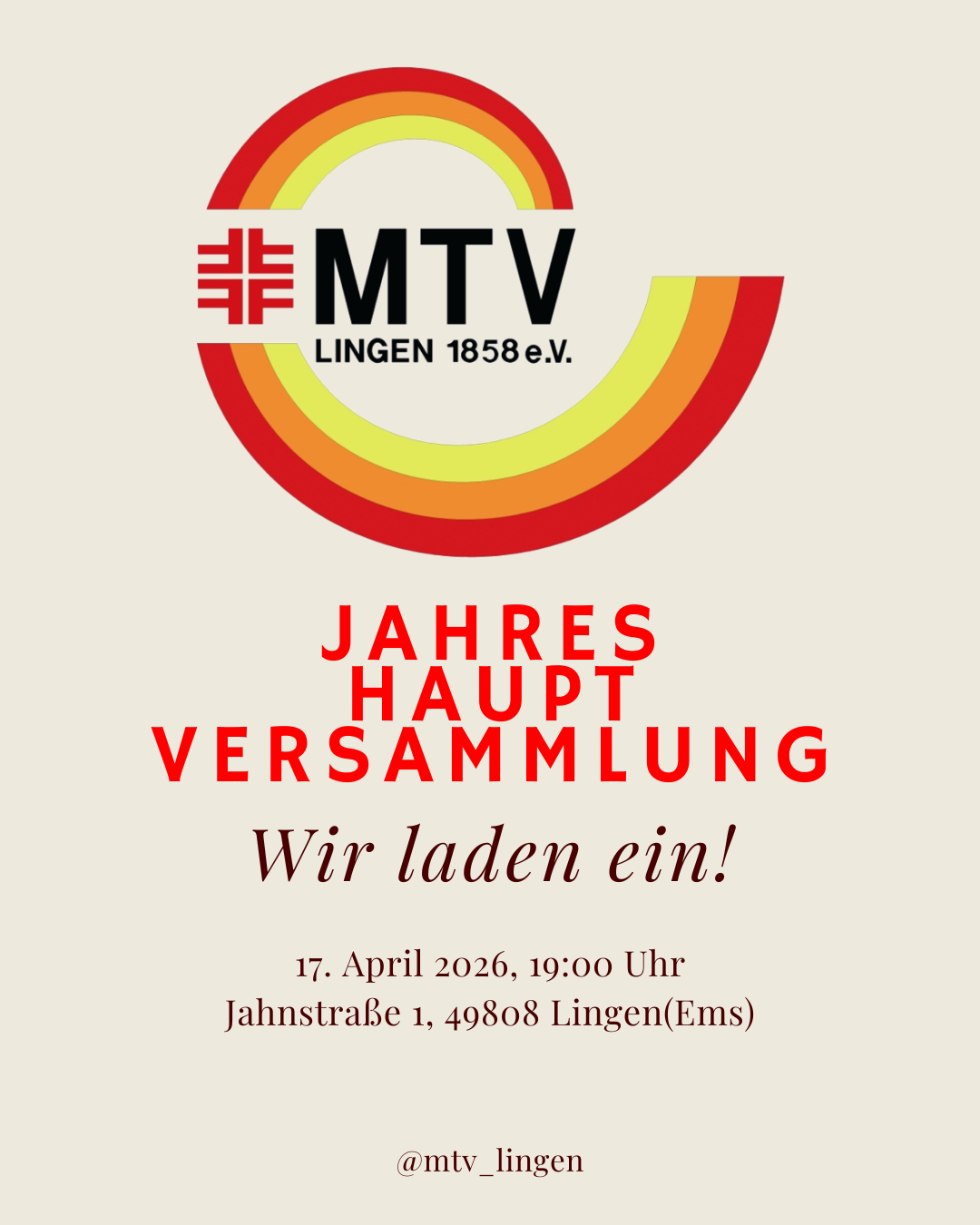 Einladung Jahrehauptversammlung 2026